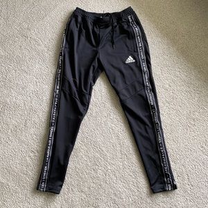 Adidas track pants! Striped label! Zipper leg